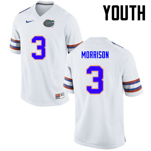 Youth Florida Gators #3 Antonio Morrison College Football Jerseys-White - Click Image to Close